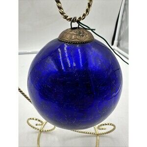 VTG Antique Kugel Midwest 3-4" Cobalt Blue Purple Crackle Mercury Glass Ornament